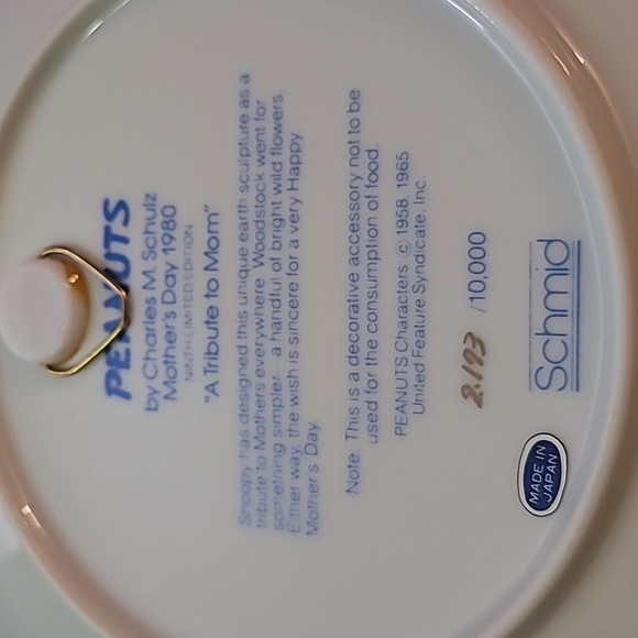 Peanuts Mother's Day Plate Snoopy And Woodstock - Picture 3 of 5